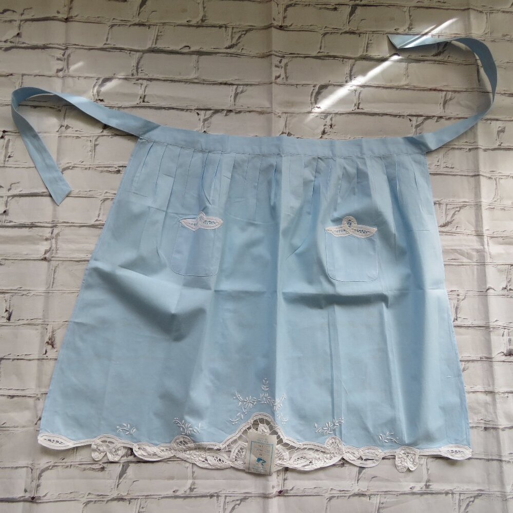 Vintage Baby Blue & White Lace Apron